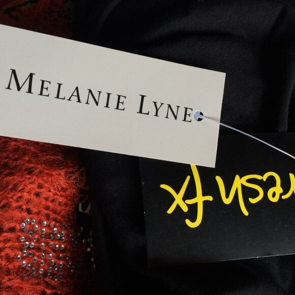 Fresh FX Womens Pullover Top Medium Black Orange Knit Lettering Long Sleeve NWT - Picture 7 of 10